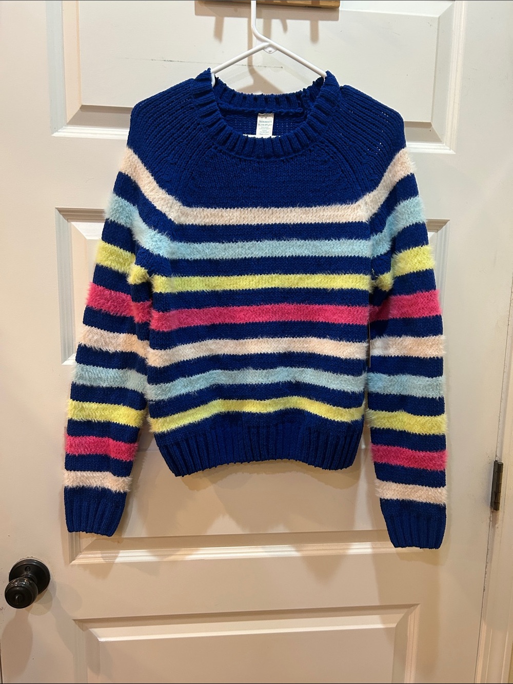 Striped Crewneck Sweater in Royal Blue